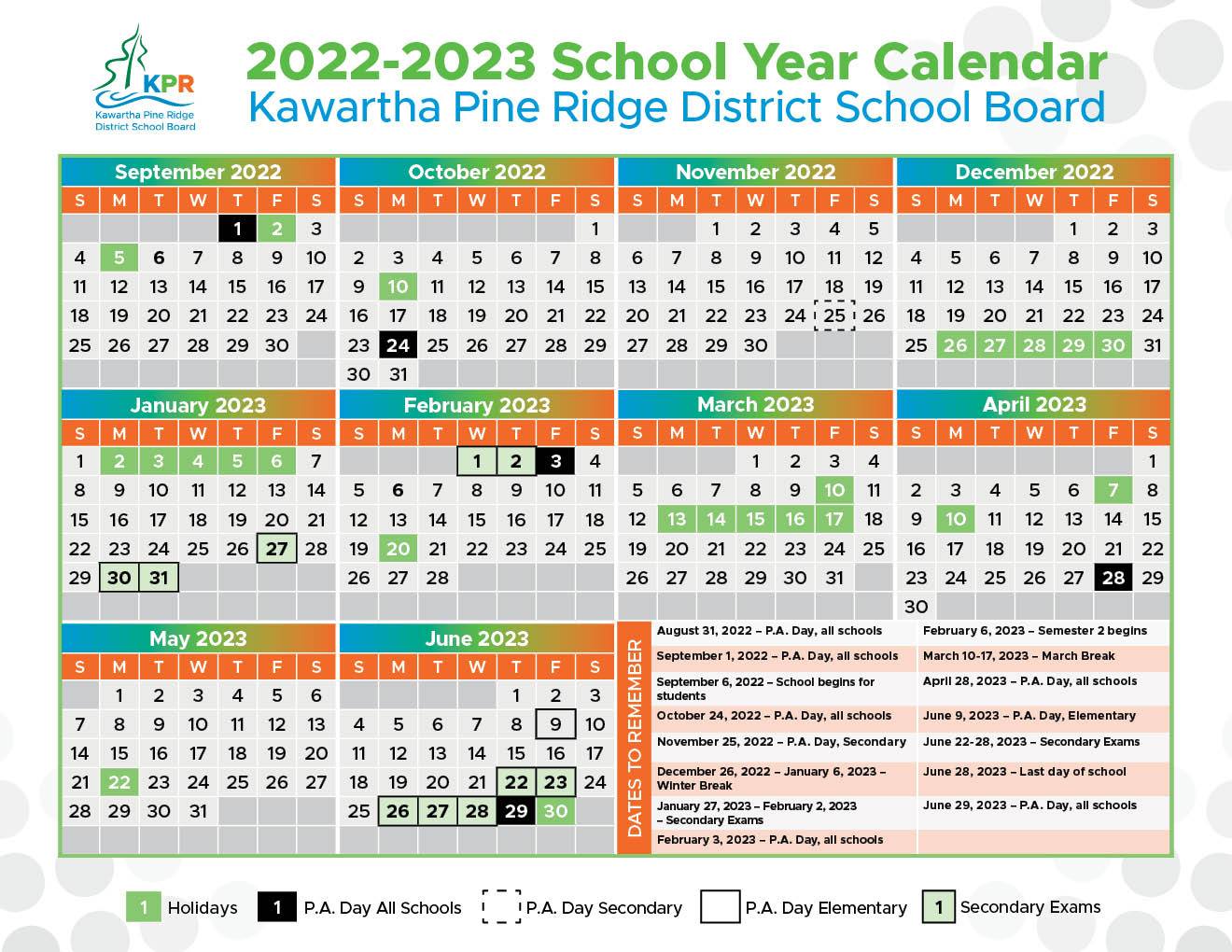 School Calendars Kawartha Pine Ridge District School Board