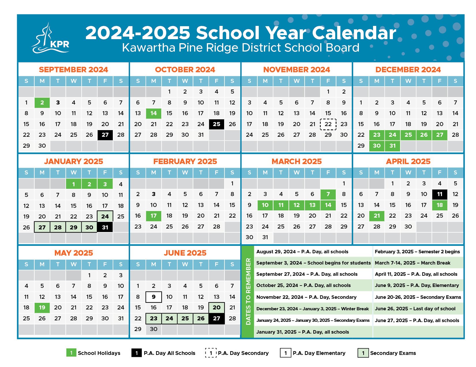 2024-2025 School Calendar