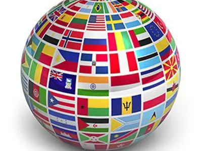 Globe of world flags