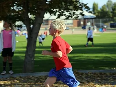 A student running