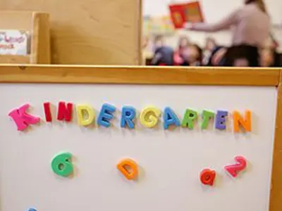 Magnetic board with the word KINDERGARTEN